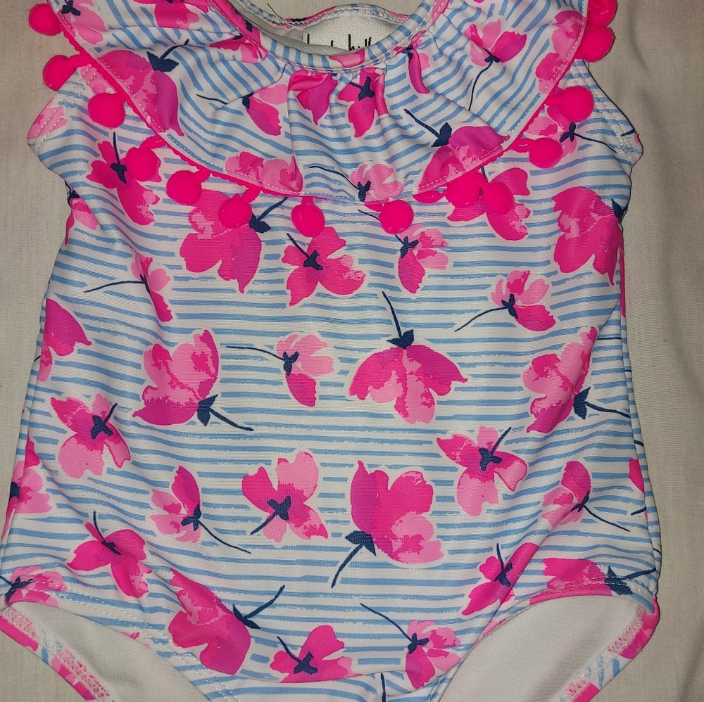 Nicole Miller 24M Striped/Floral Swimsuit